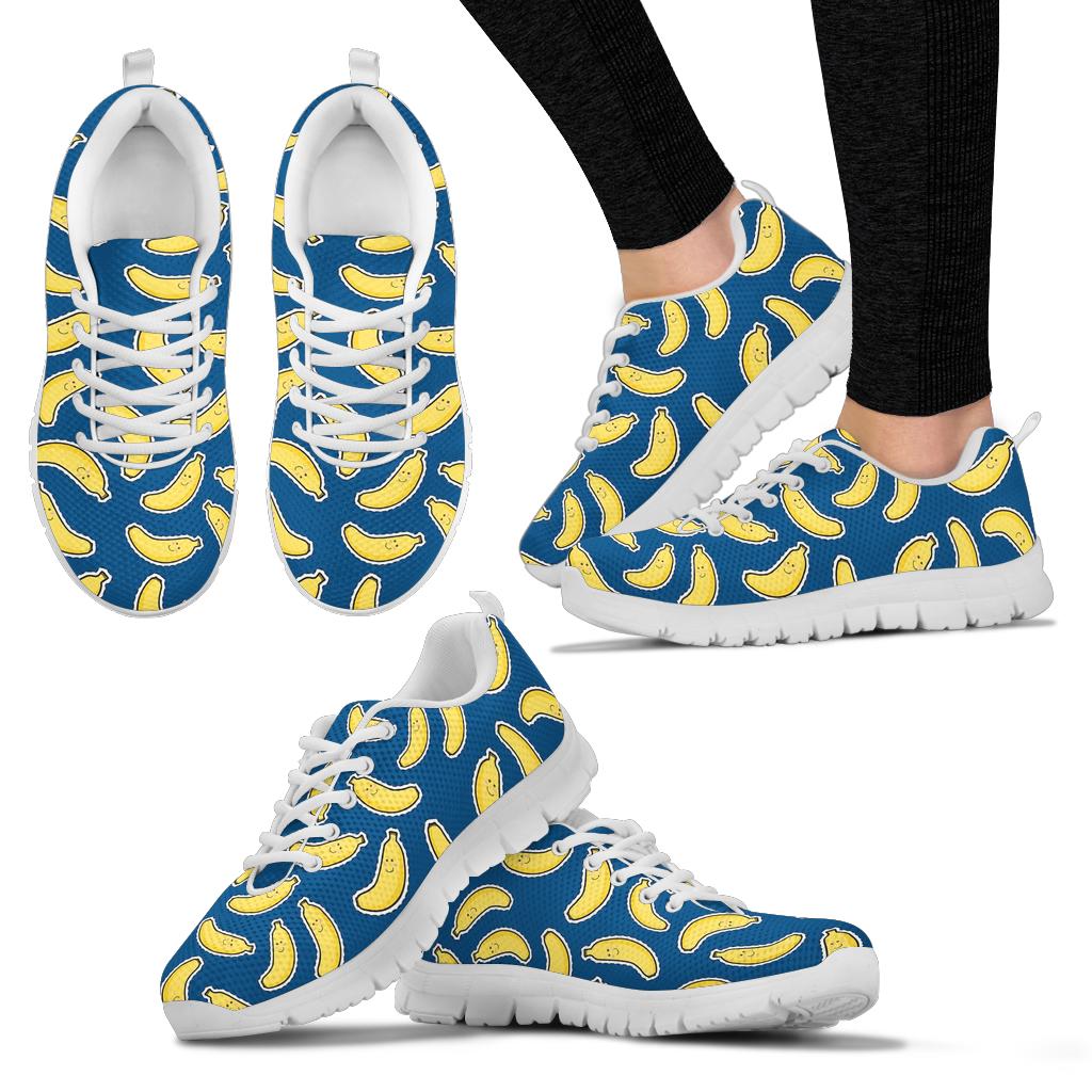Banana Pattern Print Design BA03 Sneakers White Bottom Shoes