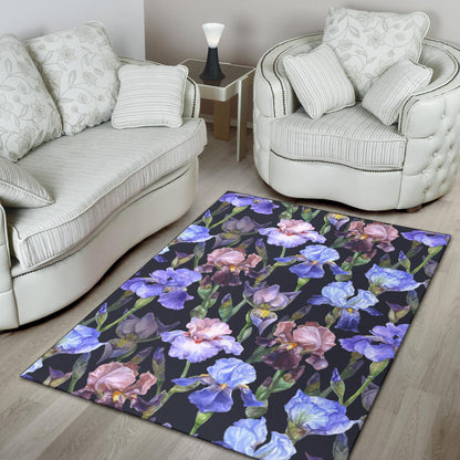 Iris Pattern Print Design IR04 Area Rugs