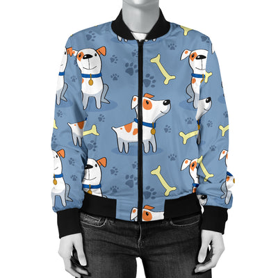 Bull Terriers Pattern Print Design 04 Women's Bomber Jacket