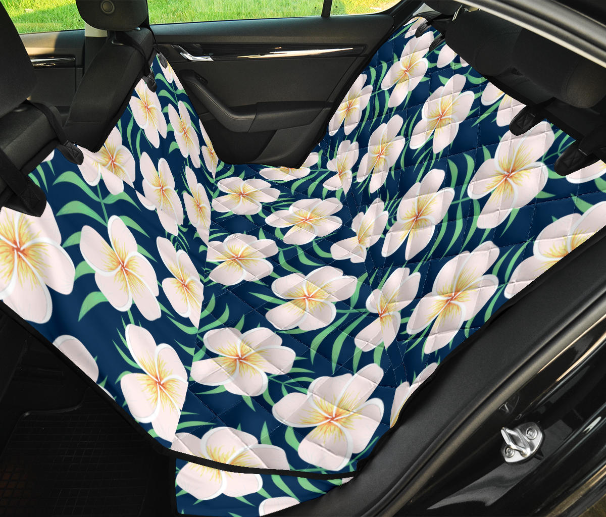 Pink Plumeria Pattern Print Design PM019 Rear Dog  Seat Cover