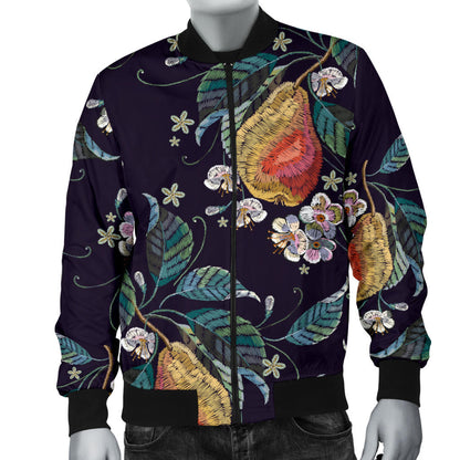 Pear Pattern Print Design PE02 Men Bomber Jacket