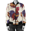 Rooster Pattern Print Design A03 Women's Bomber Jacket