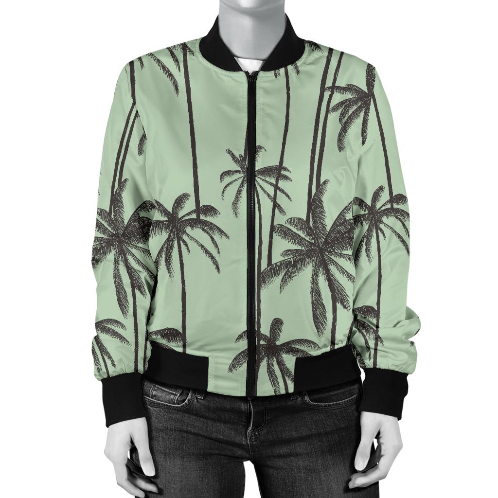 Palm Tree Pattern Print Design A04 Women's Bomber Jacket
