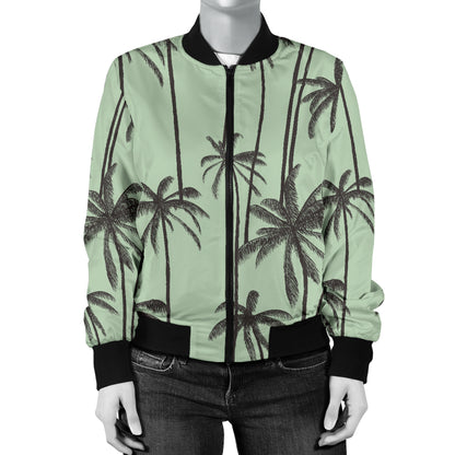 Palm Tree Pattern Print Design A04 Women's Bomber Jacket