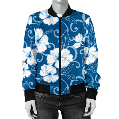 Hibiscus Pattern Print Design HB03 Women Bomber Jacket