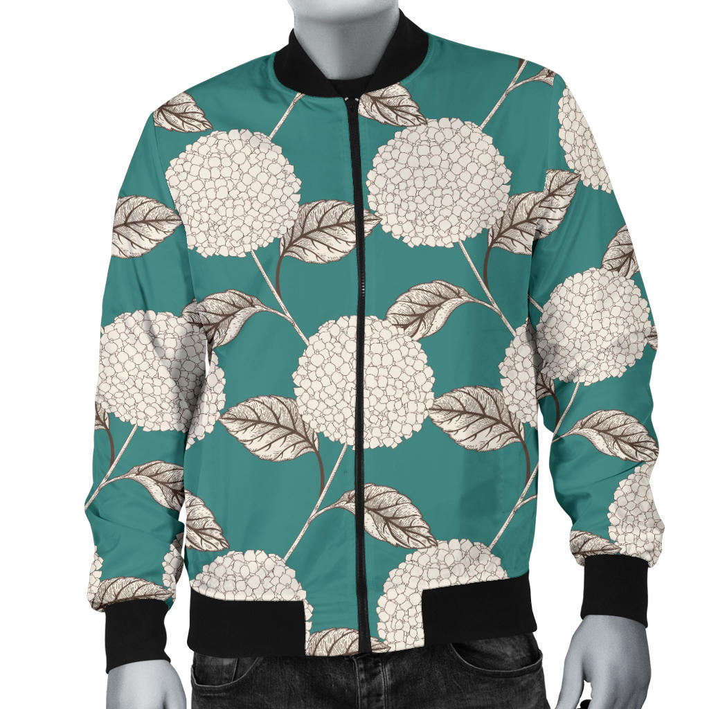 Hydrangea Pattern Print Design HD03 Men Bomber Jacket