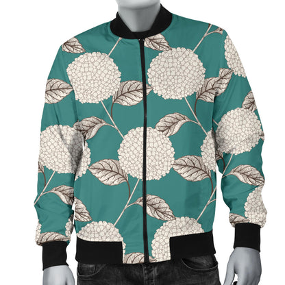 Hydrangea Pattern Print Design HD03 Men Bomber Jacket
