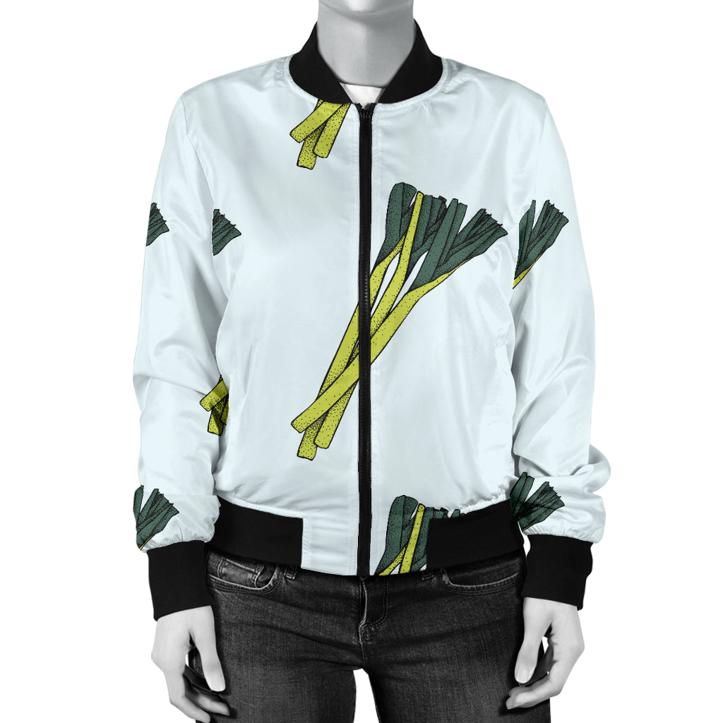 Leek Pattern Print Design 03 Women's Bomber Jacket