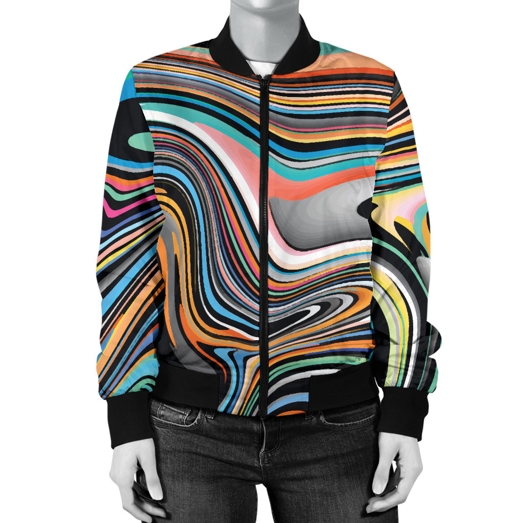 Liquid Pattern Print Design 02 Women's Bomber Jacket