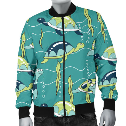 Sea Turtle Pattern Print Design T08 Men Bomber Jacket