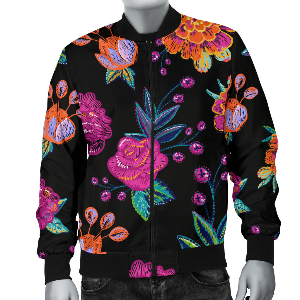 Marigold Pattern Print Design MR02 Men Bomber Jacket