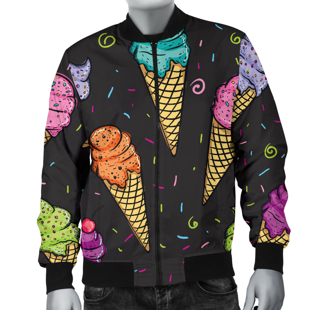 Ice Cream Pattern Print Design IC06 Men Bomber Jacket