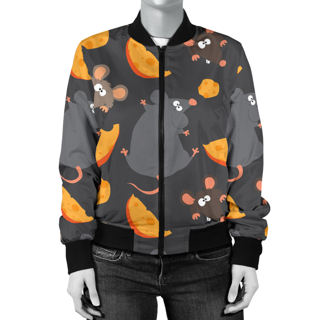 Rat Pattern Print Design 04 Women's Bomber Jacket