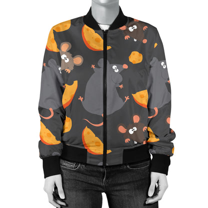 Rat Pattern Print Design 04 Women's Bomber Jacket