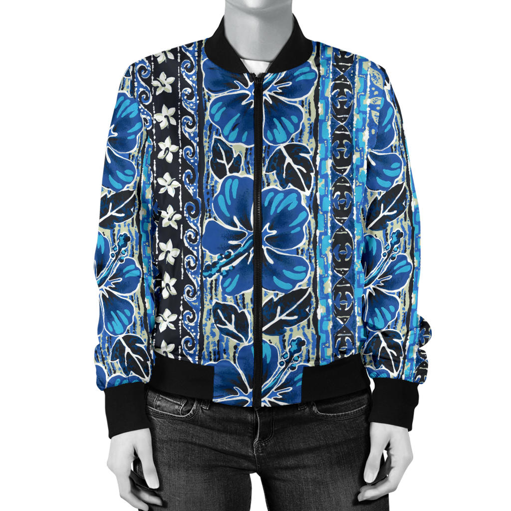 Hawaiian Themed Pattern Print Design H012 Women Bomber Jacket