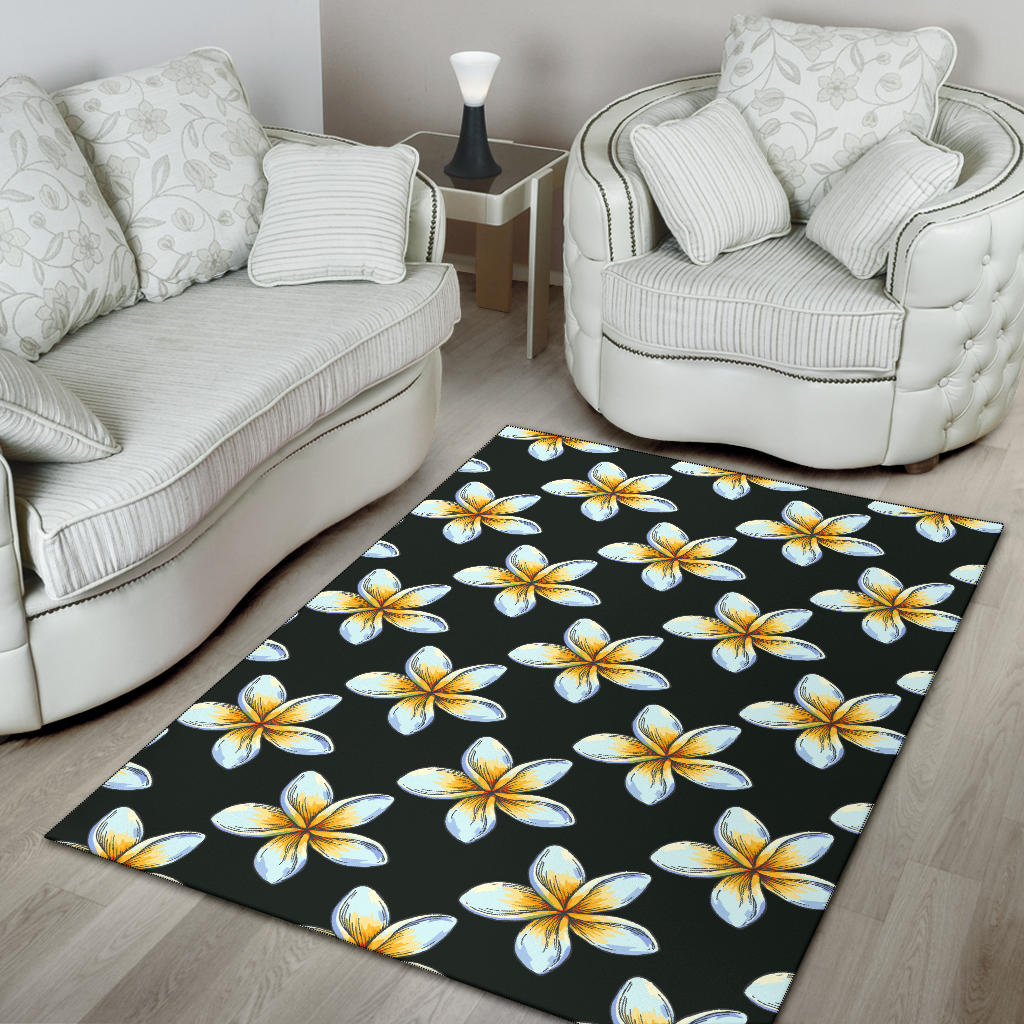 White Plumeria Pattern Print Design PM022 Area Rugs