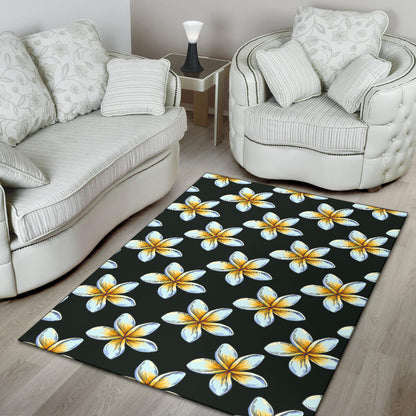 White Plumeria Pattern Print Design PM022 Area Rugs