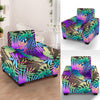 Neon Flower Tropical Palm Leaves Armchair Slipcover