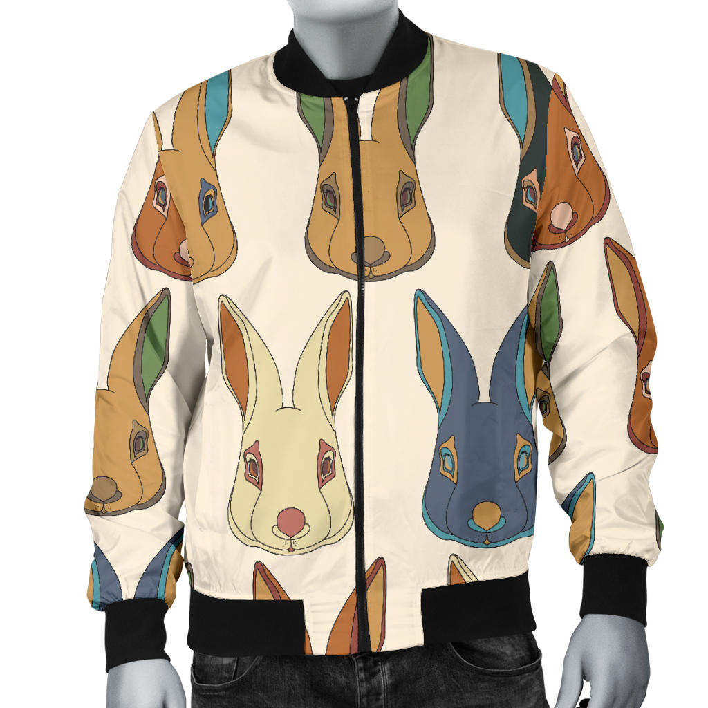 Rabbit Pattern Print Design RB04 Men Bomber Jacket