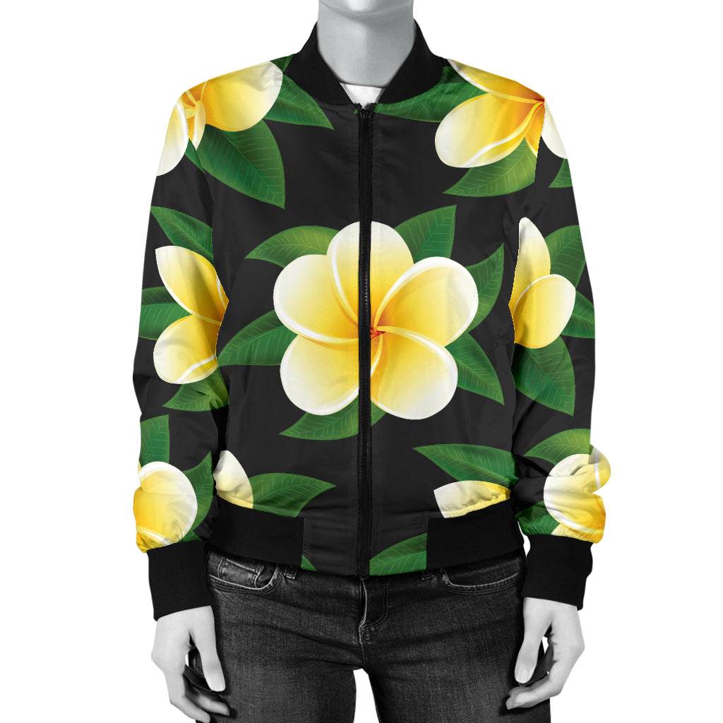 Plumeria Pattern Print Design A03 Women's Bomber Jacket