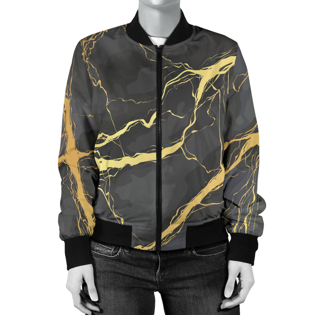 Marble Pattern Print Design 02 Women's Bomber Jacket