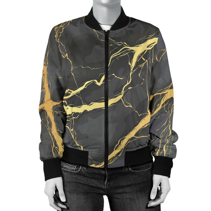 Marble Pattern Print Design 02 Women's Bomber Jacket