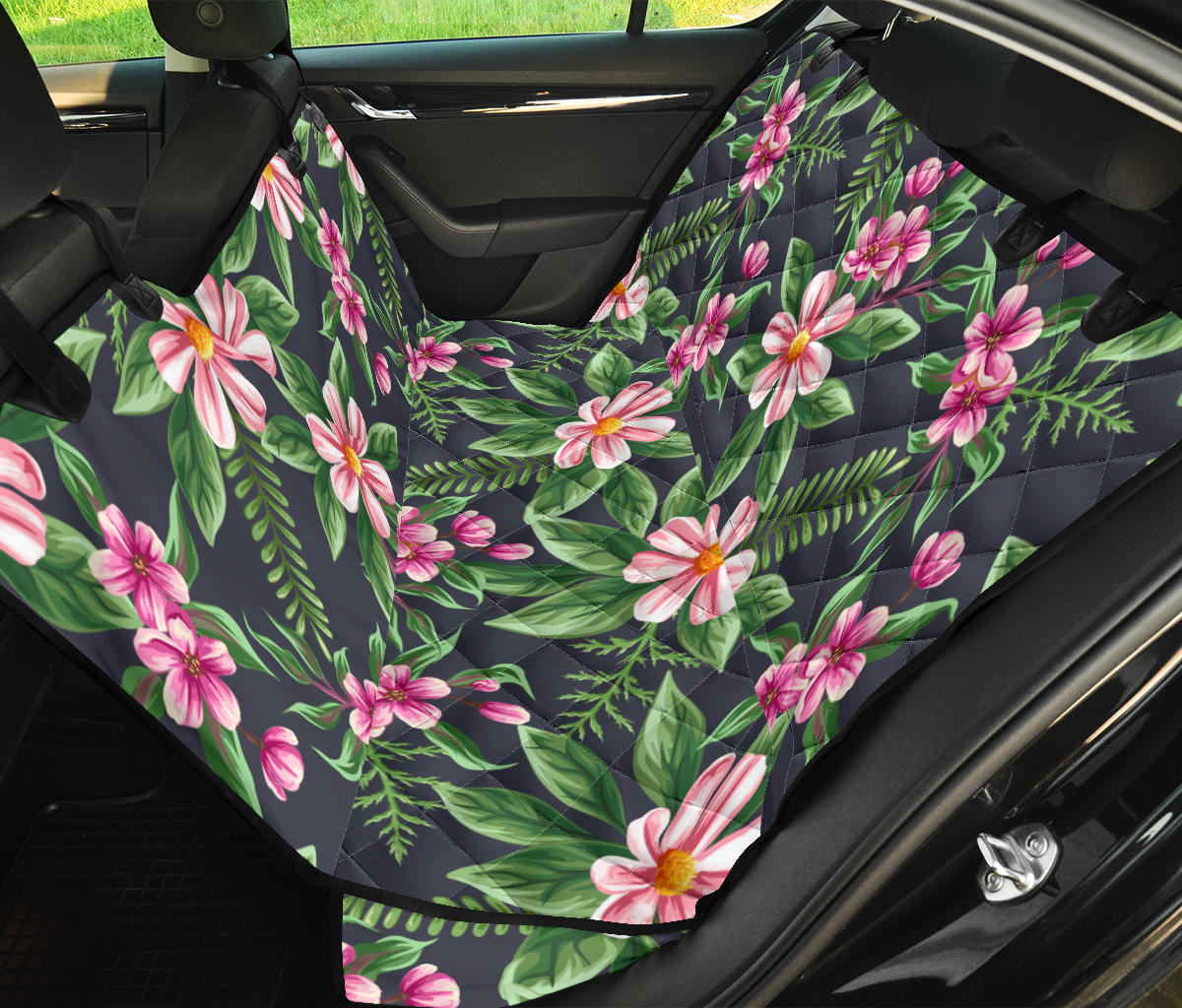 Summer Floral Pattern Print Design SF010 Rear Dog  Seat Cover