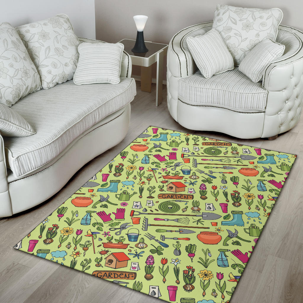 Gardening Pattern Print Design G02 Area Rugs