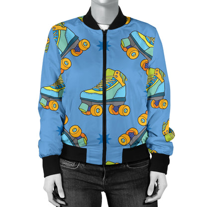 Roller skate Pattern Print Design A04 Women's Bomber Jacket