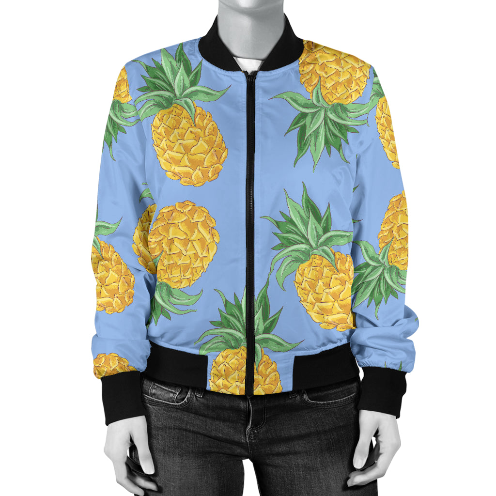 Pineapple Pattern Print Design A04 Women's Bomber Jacket