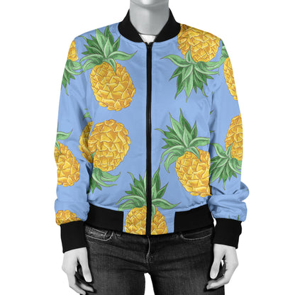 Pineapple Pattern Print Design A04 Women's Bomber Jacket