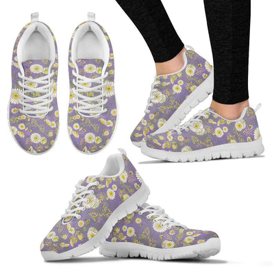 Daisy Pattern Print Design DS011 Sneakers White Bottom Shoes