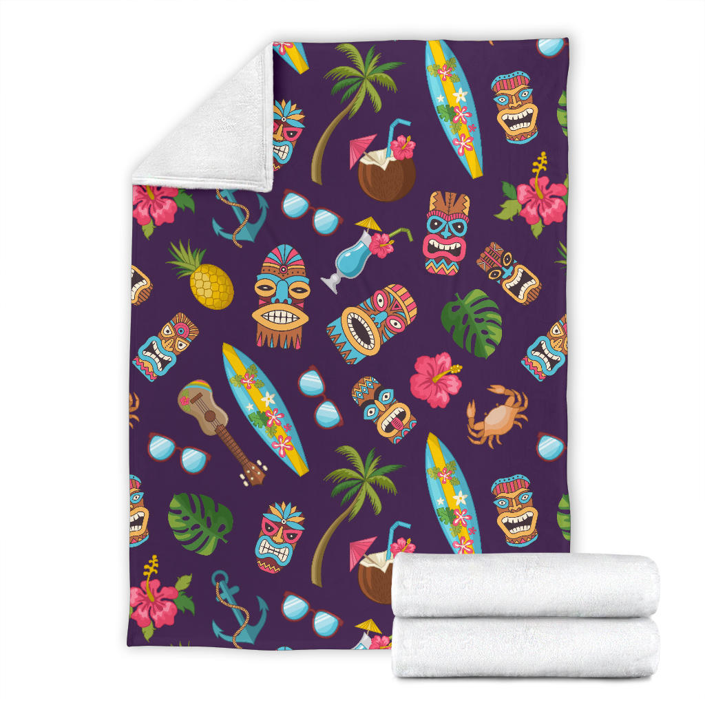 Hawaiian Themed Pattern Print Design H024 Fleece Blanket