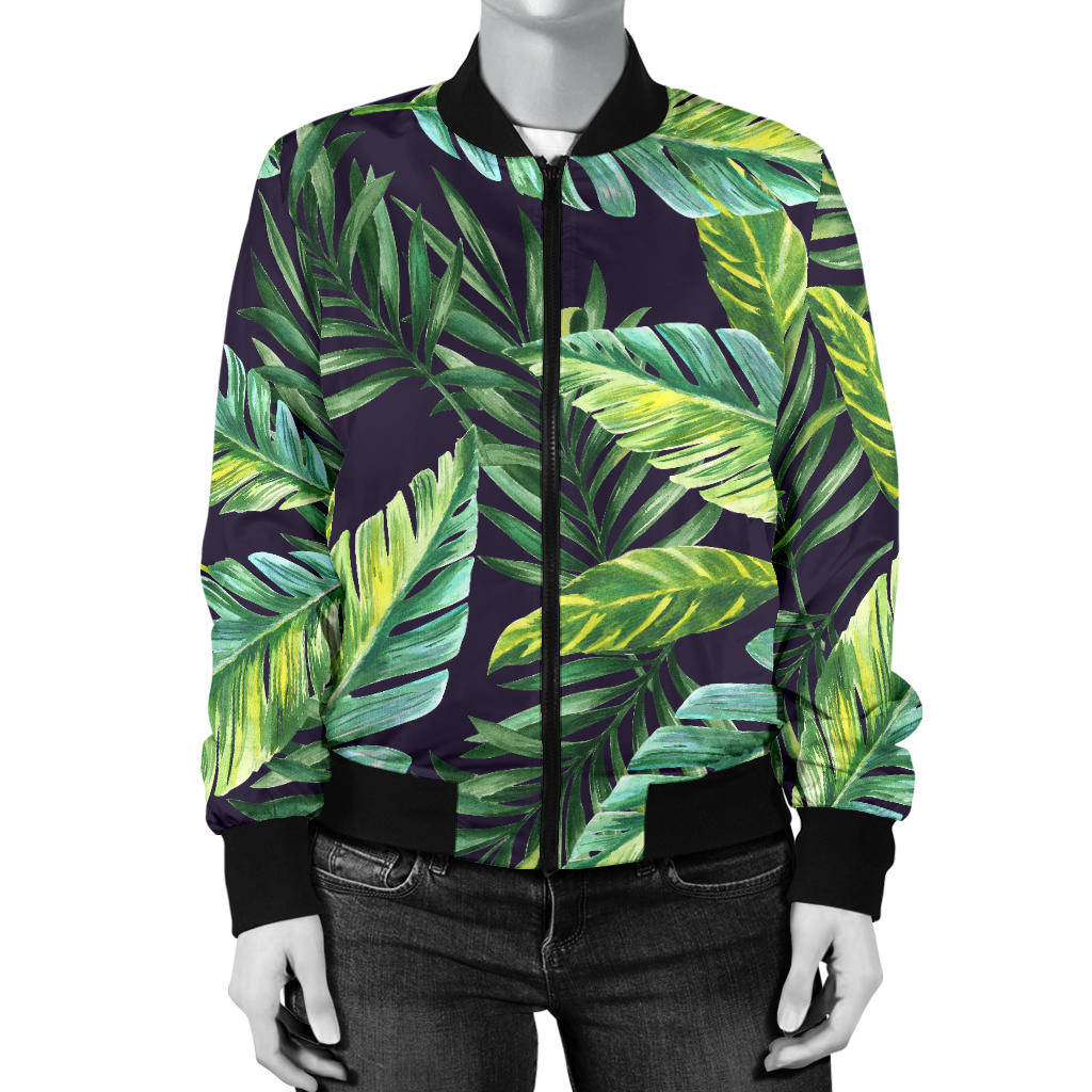 Tropical Flower Pattern Print Design TF06 Women Bomber Jacket