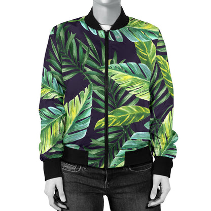 Tropical Flower Pattern Print Design TF06 Women Bomber Jacket