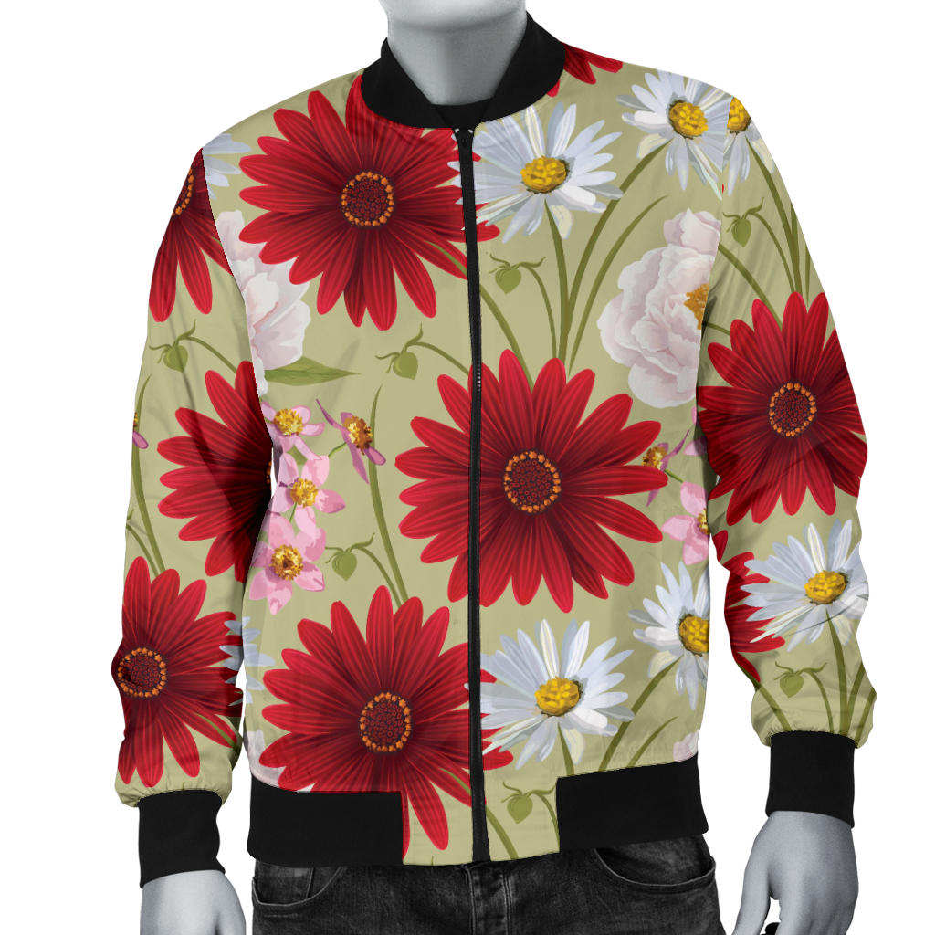 Gerberas Pattern Print Design GB07 Men Bomber Jacket