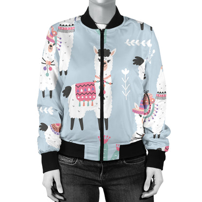 Llama Pattern Print Design 04 Women's Bomber Jacket