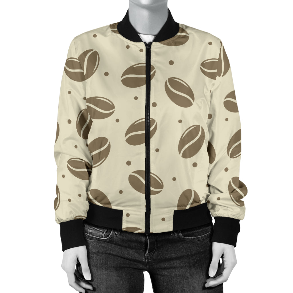 Coffee Pattern Print Design 02 Women's Bomber Jacket