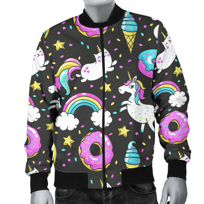 Donut Unicorn Pattern Print Design DN09 Men Bomber Jacket