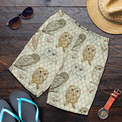Owl Pattern Print Design A03 Mens Shorts