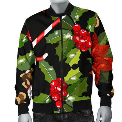 Poinsettia Pattern Print Design POT01 Men Bomber Jacket