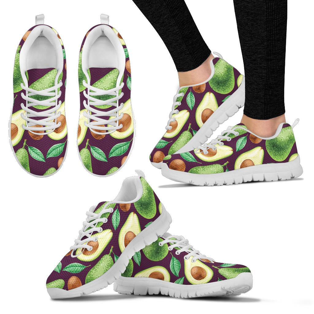 Avocado Pattern Print Design AC08 Sneakers White Bottom Shoes