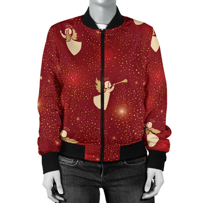 Angel Pattern Print Design 07 Women's Bomber Jacket