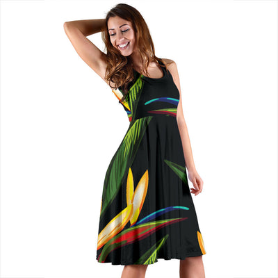 Bird Of Paradise Pattern Print Design BOP012 Midi Dress