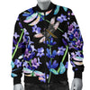 Lavender Dragonfly Pattern Print Design LV03 Men Bomber Jacket