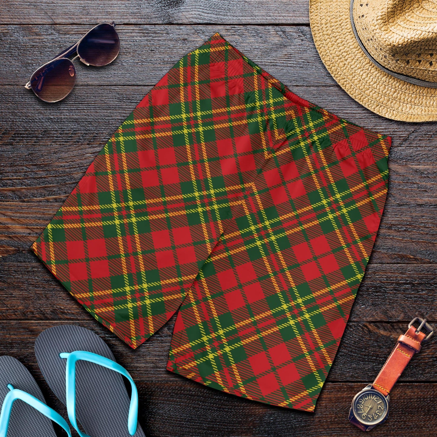 Plaid Holiday Pattern Print Design A01 Mens Shorts