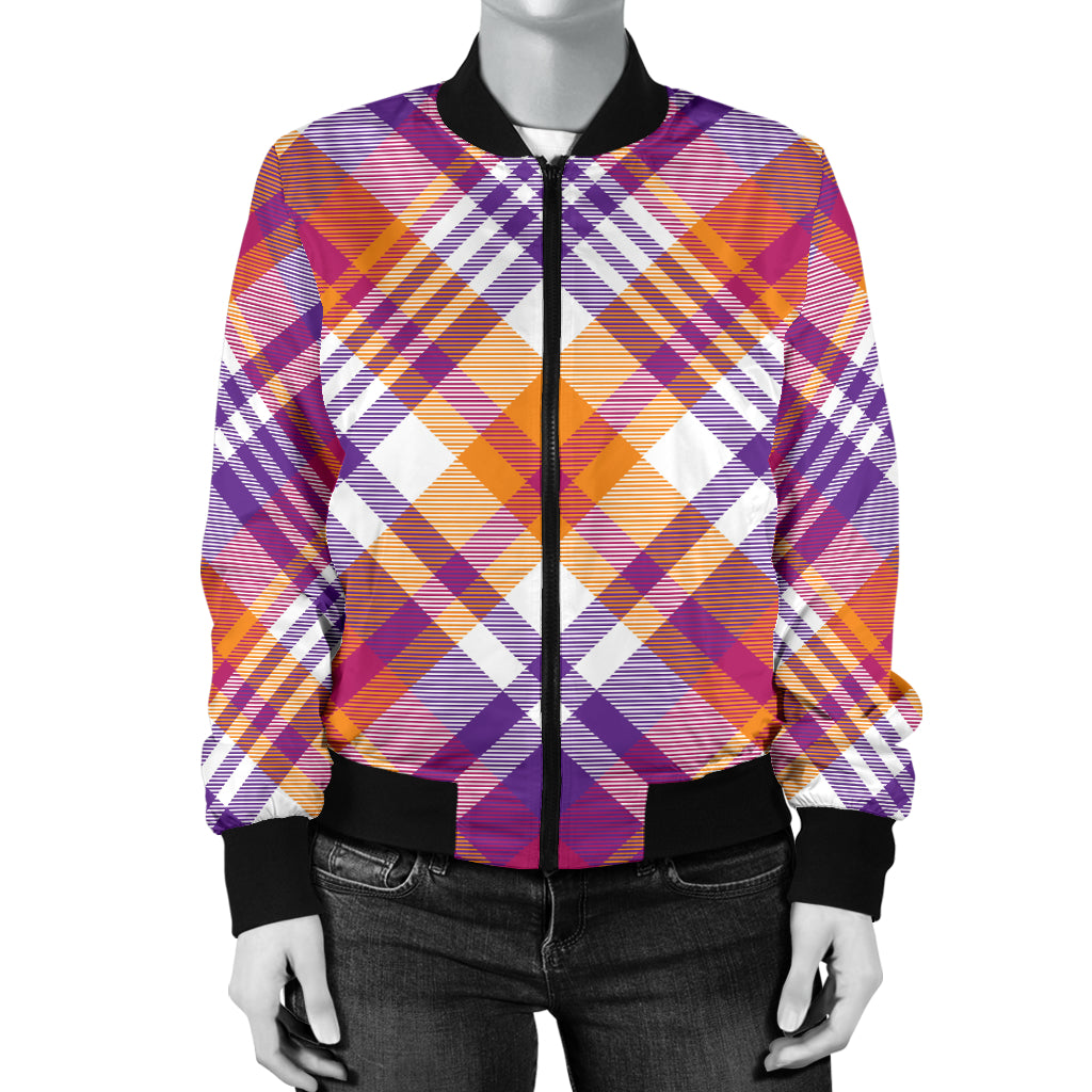 Madras Pattern Print Design 02 Women's Bomber Jacket