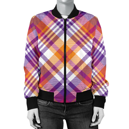 Madras Pattern Print Design 02 Women's Bomber Jacket