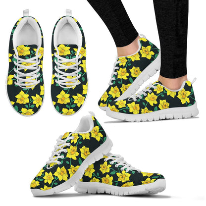 Daffodils Pattern Print Design DF03 Sneakers White Bottom Shoes