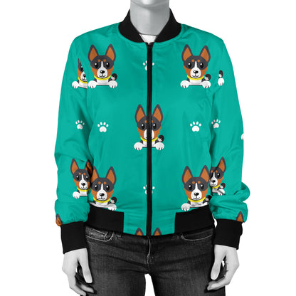 Basenji Pattern Print Design 03 Women's Bomber Jacket